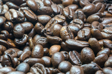 grain of black roasted natural coffee background