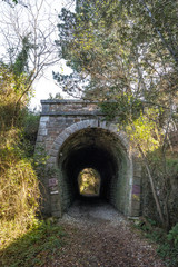 Fototapeta na wymiar A tunnel on the path on the coast between Deba and Zumaia. Basque Country
