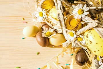 Fototapeta na wymiar Colorful Easter eggs . feast of religion . Easter Sunday