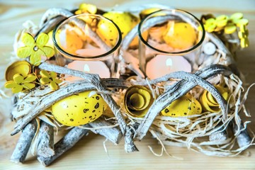 Easter Sunday .  decor with candles  . Easter of tradition of religion