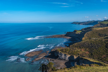 Panoramic view of the Coast from Deba to Zumaia. Basque Country