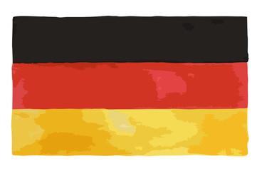 Watercolor illustration of flag of Germany in black, red and yellow ink in vector