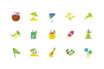 Isolated brazilian carnival icon set vector design