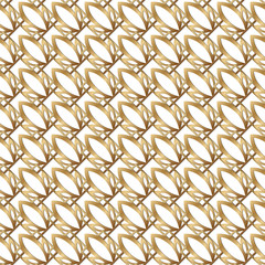 Abstract golden squared illustration. 3d geometric seamless pattern with floral ornament. Art deco design for web page, textures, card, poster. Modern stylish luxury white background with repeating.