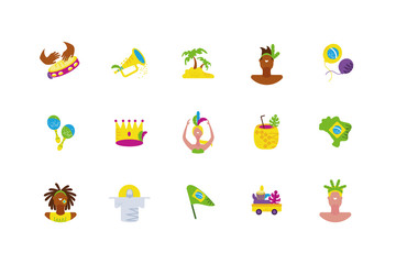 Isolated brazilian carnival icon set vector design