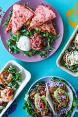 Mexican Feast on a blue table 