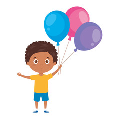 cute little boy afro with balloons helium