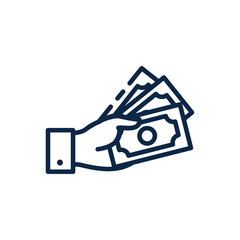 Isolated hand with money bills vector design