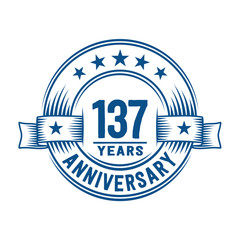 Fototapeta premium 137 years logo design template. 137th anniversary vector and illustration.
