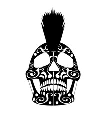 Punk skulls head black and white background