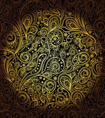 Golden floral flora seamless pattern. Abstract floral retro background in the style of the 20s. Gold pattern on black.