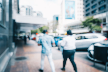 Blurred image of Street view of Wellington City centre in New Zealand.