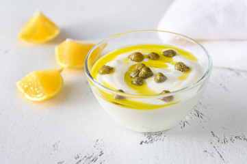 Greek yogurt caper dip