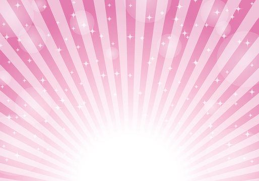 ピンク色　放射状背景　光　キラキラ