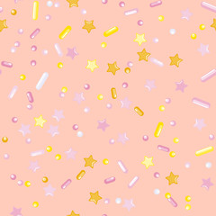 Sprinkle Cupcake Donut Topping. Seamless Pattern 