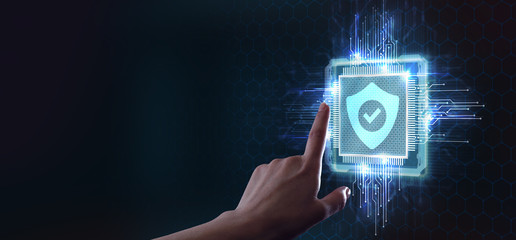 Cyber security data protection business technology privacy concept. Young businessman  select the...