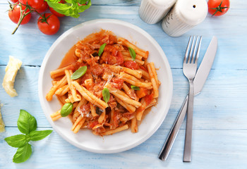 Italian style pasta with tomato sauce