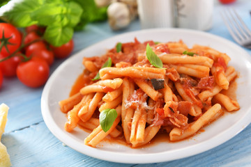 Italian style pasta with tomato sauce