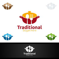 Traditional Food Logo for Restaurant or Cafe