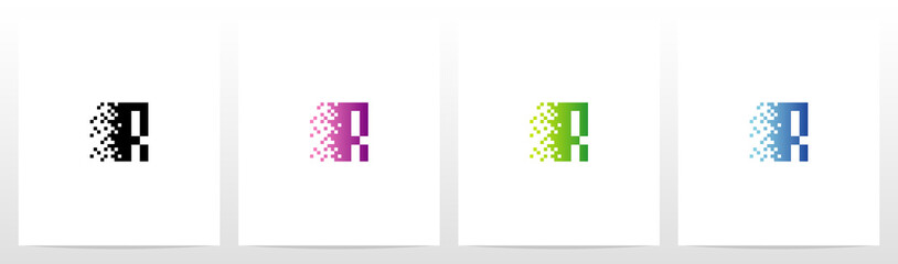 Obraz premium Pixel Eroded On Letter Logo Design R