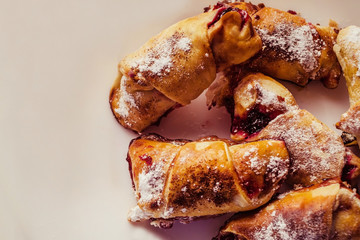 Baking on a white plate.
