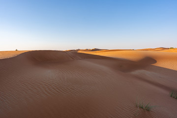 Fototapeta na wymiar Scenic landscapes in Dubai desert on sunny day
