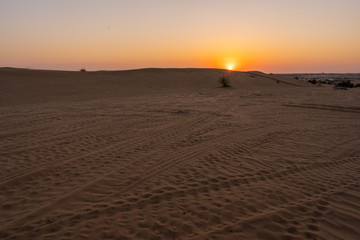 Scenic landscapes at Dubai desert during sunset