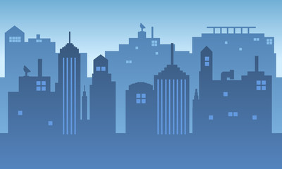 Obraz premium Urban silhouette background with bright blue sky