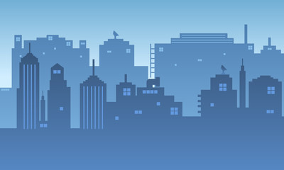 Urban silhouette background with the many buildings