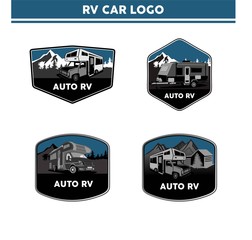 RV car logo emblem set illustration vector