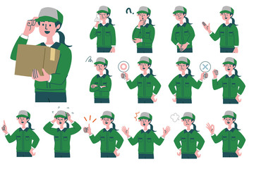 宅配員　女性　セット