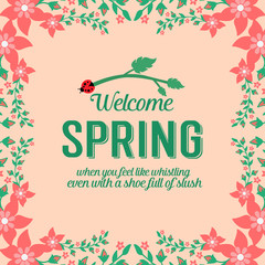 Obraz premium Seamless red wreath frame, for welcome spring greeting card template design. Vector