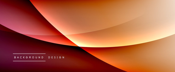 Wave liquid style lines with shadows and light on gradient background. Trendy simple fluid color gradient abstract background with dynamic straight shadow line effect