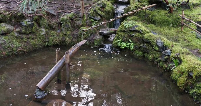 Bamboo water feature boar scarer (Shishi-odoshi)