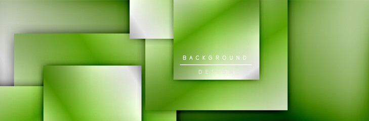 Fototapeta premium Square shapes composition geometric abstract background. 3D shadow effects and fluid gradients. Modern overlapping forms