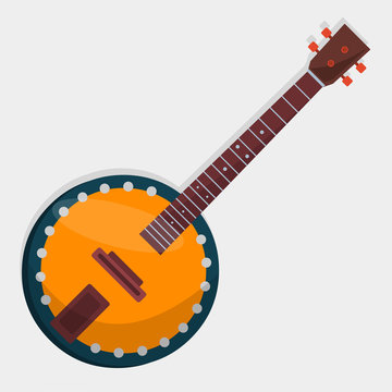 recommend clip art: banjo music instrument vector illustration in flat style 
