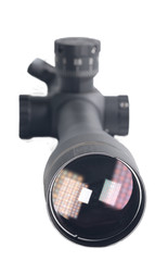 Rifle Scope Front View Isolated on White Background