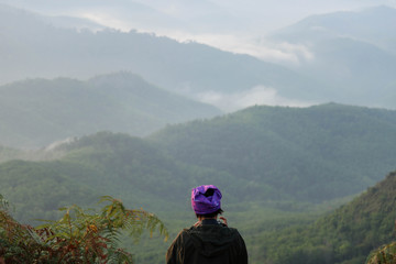 female hiker in the mountains