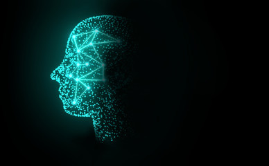 Obraz premium 3D rendering artificial intelligence in humanoid head with digital is learning processing
