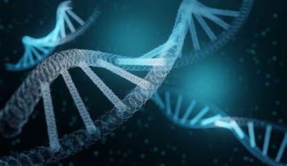 3d rendering technology science concept DNA futuristic on  blue background
