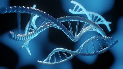 3d rendering technology science concept DNA futuristic on  blue background