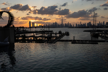 Silhouette of Dubai Skyscrapers during sunset