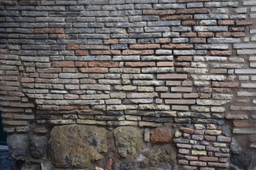  Part of an uneven stone wall with cement. Background, texture