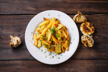 baked potato with spices, home cooking concept. Nourishing and tasty meals