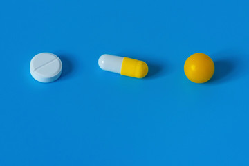 Medicines for the virus and flu. Medical pills and antibiotics. Coronavirus, personal protective...