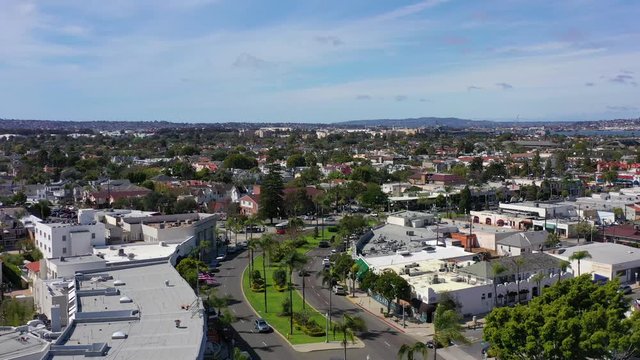 Aerial drone video of Coronado Island in San Diego, California. 