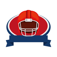 american football helmet with ribbon isolated icon