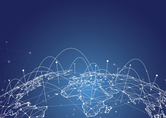 Global network connection. World map point and line composition concept of global business. Vector Illustration