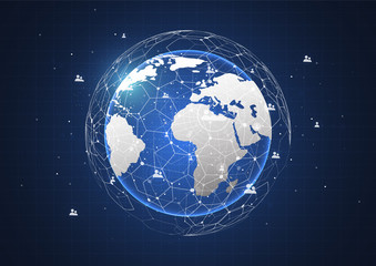 Global network connection. World map point and line composition concept of global business. Vector Illustration