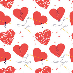 Plakat Seamless pattern with Red hearts